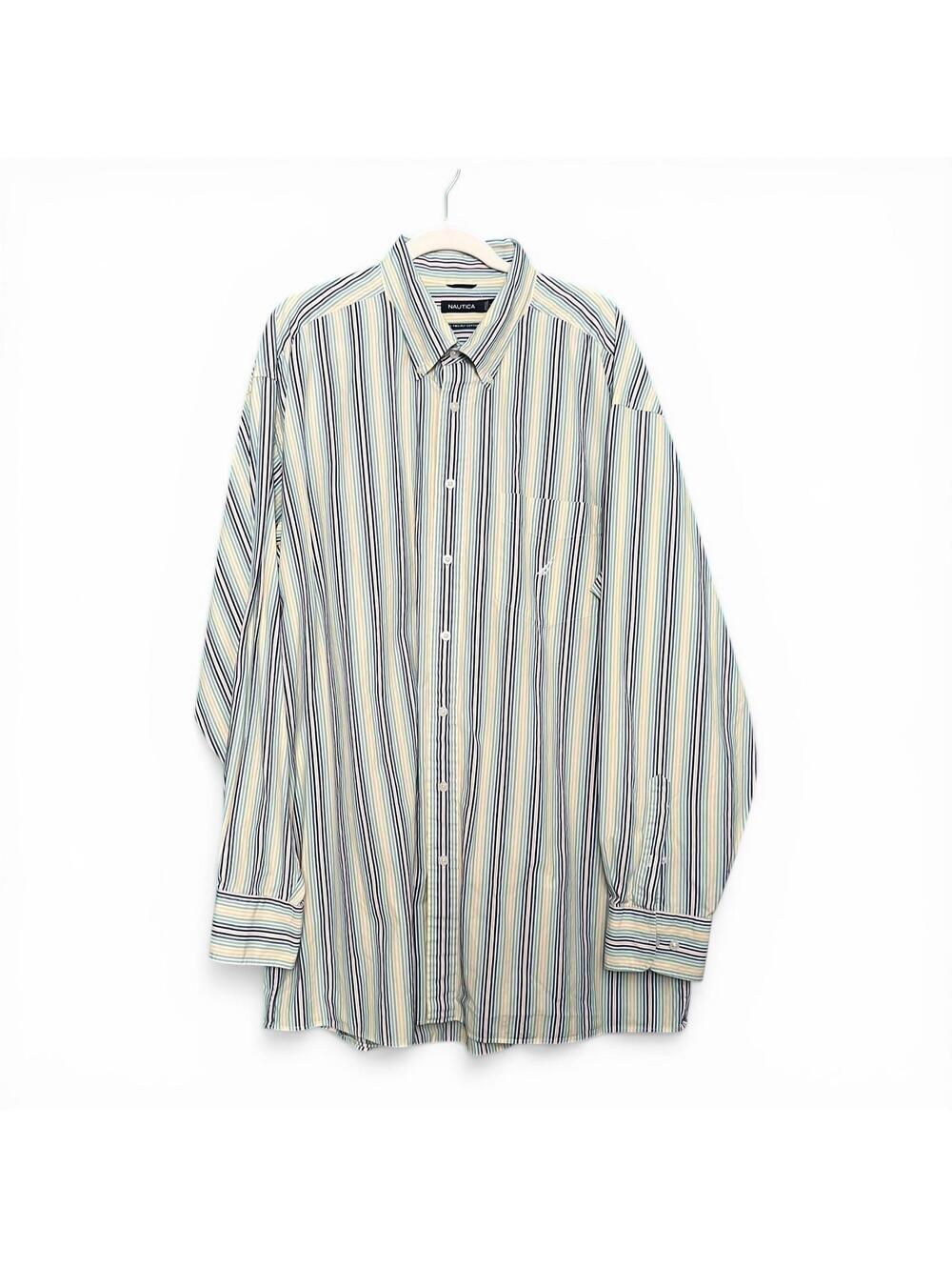 Vintage 80s Nautica Colorful Striped Long Sleeve Button-Down Shirt 3XLT